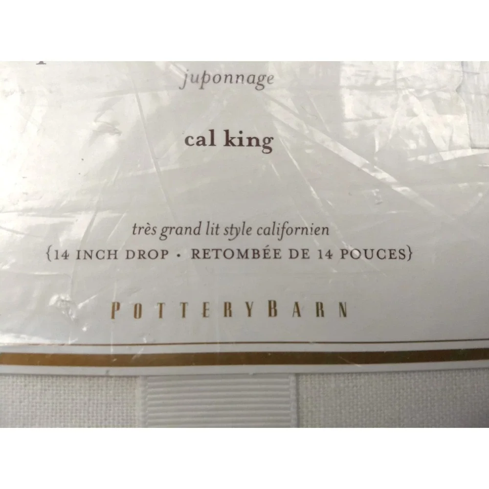 Pottery Barn Essentials Bed Skirt Cal King White Cotton Linen Blend 14
